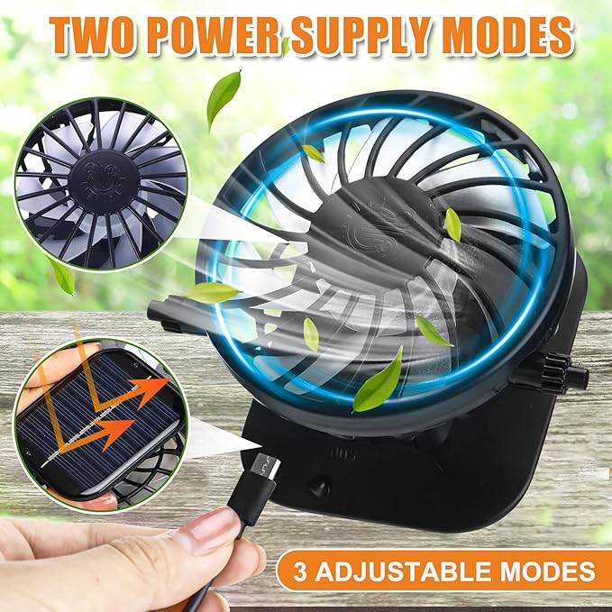 Chuarry Wide Brim Sun Hat with 2 Solar Fans and Neck Flap Outdoor Solar Powered USB Charging Bucket Fishing Hat for Men Women