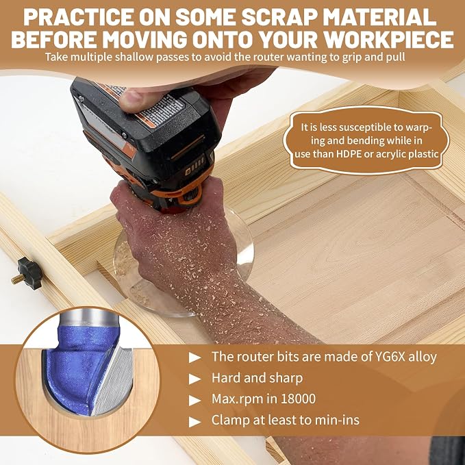 CroBlissful Juice Groove Router Jig, 8 Spacers 4 Pcs 1/4" Shank Round Nose Cove Box Router Bit Adjustable Wooden Juice Groove Jig for Cutting Board Up to 22 x 29, Making Square Recesses(Light Brown)