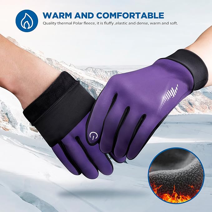 SIMARI Winter Gloves for Women Men - Cold Weather Thermal Touch Screen Ski Snow Glove Liners, Non-Slip Palm & Warm Fleece Lined, for Running Cycling Driving Hiking Walking Sports Outdoor Texting Work