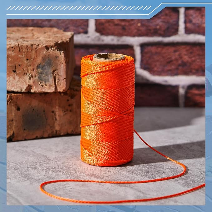 Amylove 6 Roll Mason String Line #18, 250 ft Nylon Braided Construction String Line, Heavy Duty Outdoor Twine Rope for Gardening or Masonry Tools Construction DIY Project, Fluorescent Orange