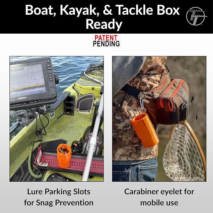 Fishing Line Trap | Line Stripper & Disposal Tool | Patent-Pending System to Save You Time and Protect Environment | Re-usable | Cup Holder Size for Boats, Kayaks & Bank Fishing | <=20lb Mono line