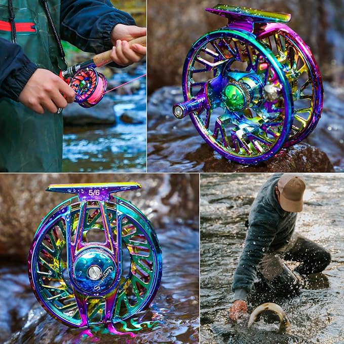 Sougayilang Fly Fishing Reel, Size 5/6,7/8 CNC-Machined Aluminum Alloy Fly Reel,Powerful Lightweight Fly Reels for Trout Fishing