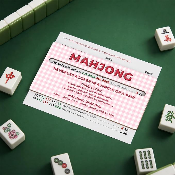 4 Pack Mahjong Line Reader with Rules, Wooden 2026 Mahjong Line Finder, Instructions for Beginners, Mah Jongg Accessories, Mah Jongg Gifts for Women