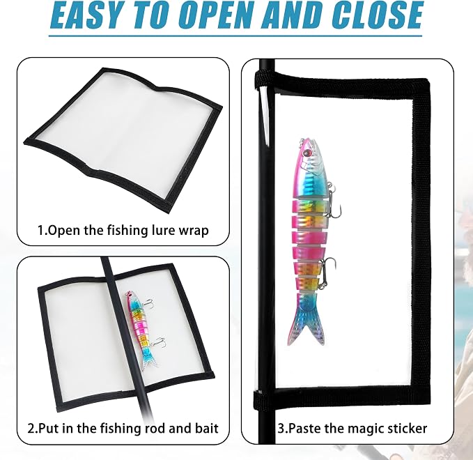 Fishing Lure Wraps, Fishing Hook Covers Durable Clear PVC Lure Covers Keeps Fishing Safe Easily See Lures Bait Storage Protector
