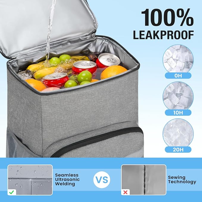 Backpack Cooler - 54 Cans Large Capacity Insulated Leak Proof Backpack for Men & Women, Cooler Bag Picnic Camping Beach Hiking Travel Lunch Backpack