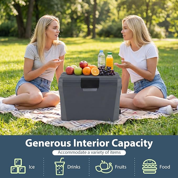 COSTWAY Insulated Portable Cooler, Hard Shell Ice Chest w/ 2 Cup Holders, Bottle Opener, Drain Plug, 3-Day Ice Retention, Outdoor Leak-Proof Dry Box for Beach, Camping, Fishing, Picnic