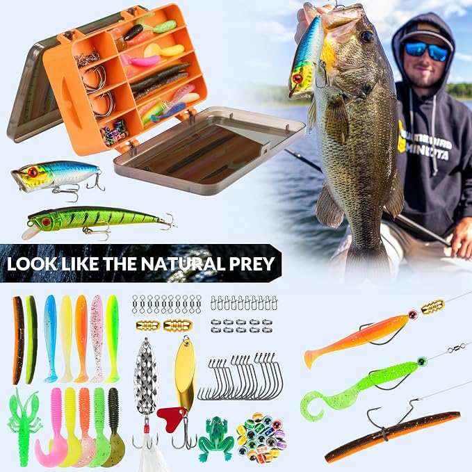 THKFISH Fishing Backpack with Tackle Boxes, 20L Waterproof Tackle Sling Bag with Lures Kit, Fish Lip Gripper, Pliers, Scissors, Fishing Gifts for Men Women