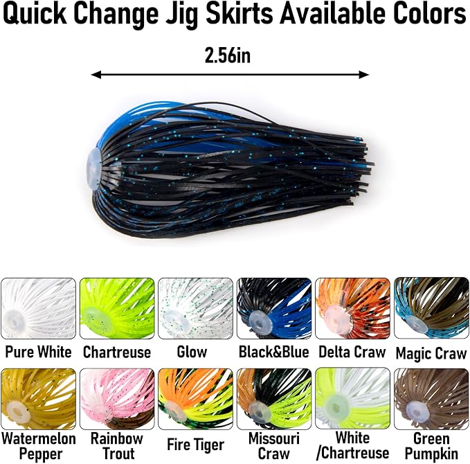 Dr.Fish 15 Pack Replacement Jig Skirts 88-Strands Silicone Fishing Umbrella Skirts Quick Change for Spinnerbaits Bass Jig Lures Making Accessories