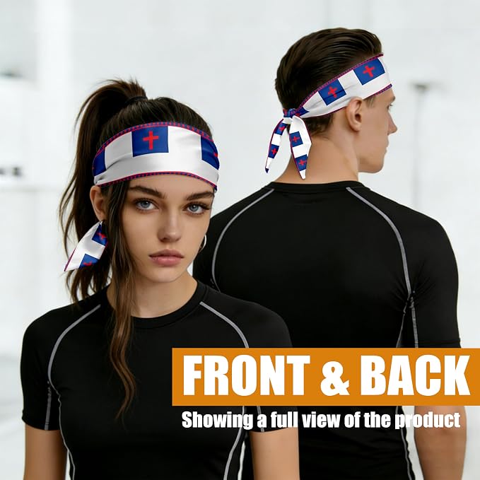Flag Tie Headbands for Men Women, Moisture Wicking Sweatband Breathable Sports Headwrap, Non-Slip Stretchy Adjustable Fitness Hair Band