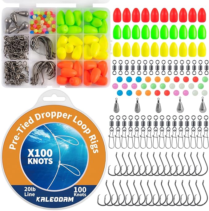 20lb-70lb 100knots Pre-Tied Dropper Loop Fishing Rig, 18" Spacing, 5.5" Loop Size, Ideal for Saltwater & Freshwater Fishing