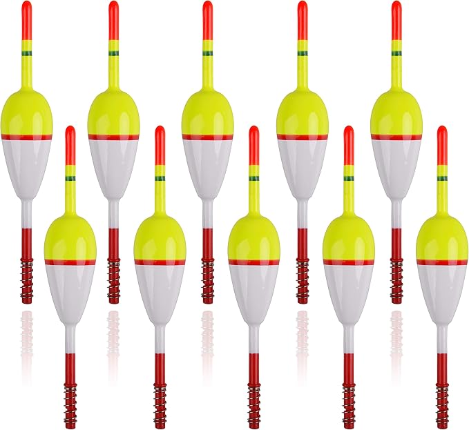 SILANON Wood Slip Bobbers Fishing Floats and Bobbers Spring Oval Stick Slip Floats for Crappie Catfish Trout Panfish Walleyes Fishing 5/10pcs