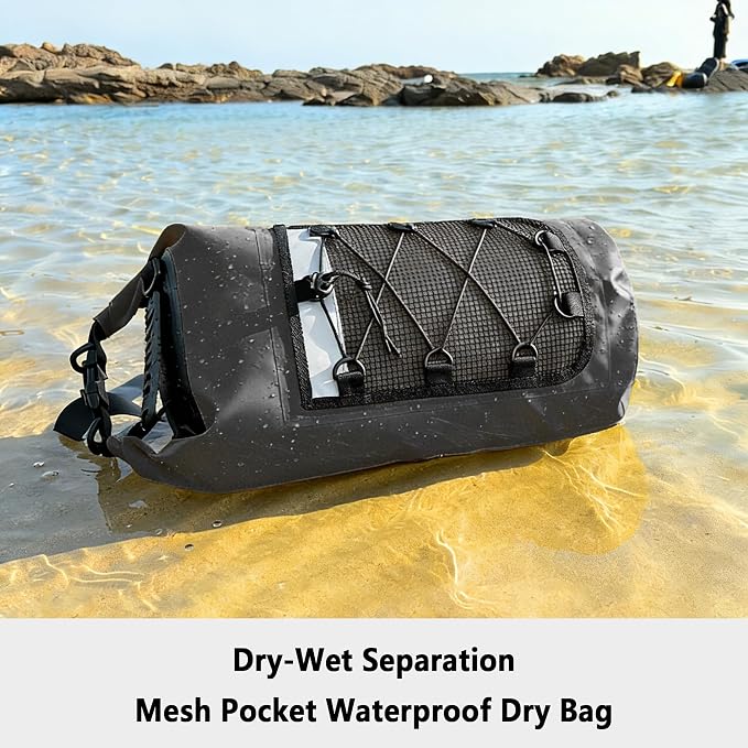 SHENDU 20L Waterproof Dry Bag - Roll-Top Backpack w/Waterproof Phone Case for Kayaking, Hiking, Camping, Boating, Beach Unisex (Black)