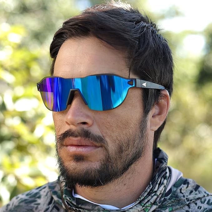 KastKing Nizini Polarized Sports Fishing Sunglasses, With PuriVex Protective Lens Coating, Rimless Wrap Design, Men Women