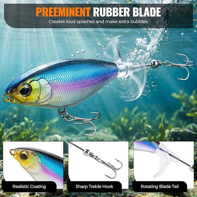 PLUSINNO Bass Fishing Lures - 307PCS Professional Bass Fishing Kit with 6 Pre-Rigged Rigs, All Water Depths Fishing Tackle Box Kit, Fishing Gear Lure Kit Gift for Men Freshwater Bass Trout Walleye