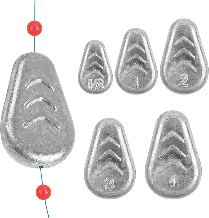 No Roll Sinker Fishing Weights Sinkers, Catfish Sinkers Flat Inline Sinkers Weights No Snag Slip Sinkers Saltwater Surf Fishing Weights Gear Tackle Fishing Weights Sinkers for Catfishing Rigs