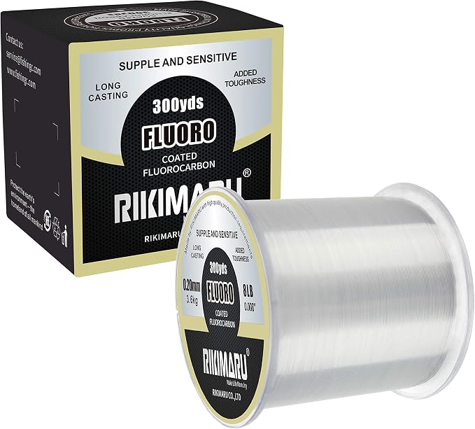 RIKIMARU Fluoro Fishing Line, 100% Soft Fluorocarbon Coated Fishing Line