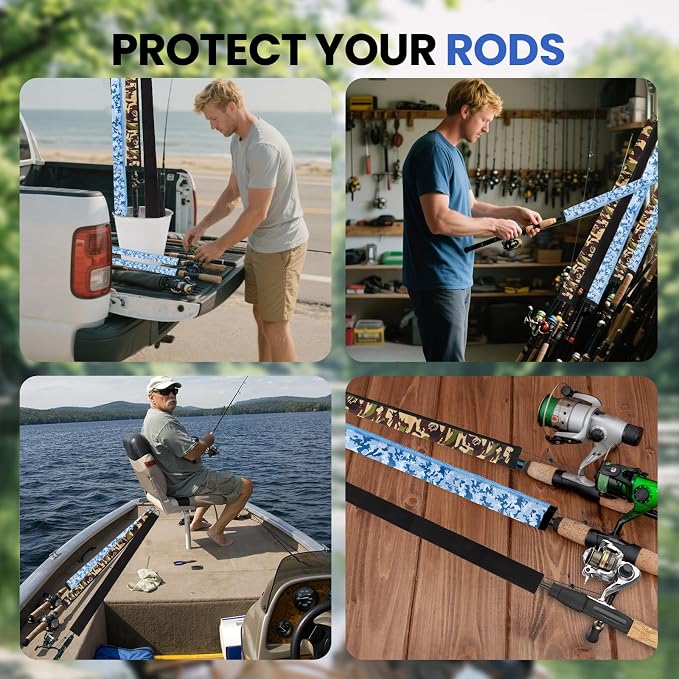 Neoprene Camo Fishing Rod Sleeves,Fishing Pole Sleeves,Fishing Rod Socks | UV Resistance,Puncture Resistant, Protect Casting, Spinning, Trolling Fishing Rods, Storage, tangled-free,75in,68in,60in