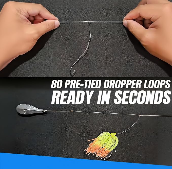 30 lb Pre-Tied Dropper Loop Knots Line. Fishing Line Spool. Loops 16 Inches Apart with 5.5 Inch Loop Size. Perfect for Saltwater & Freshwater Fishing, Snapper & Other Bottom Feeding Fish