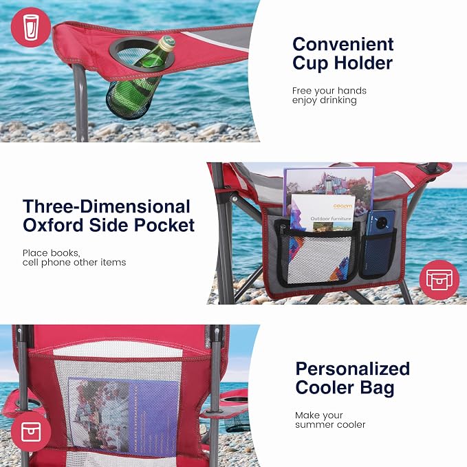 HIGH POINT SPORTS Oversized Portable Mesh Camping Folding Chair