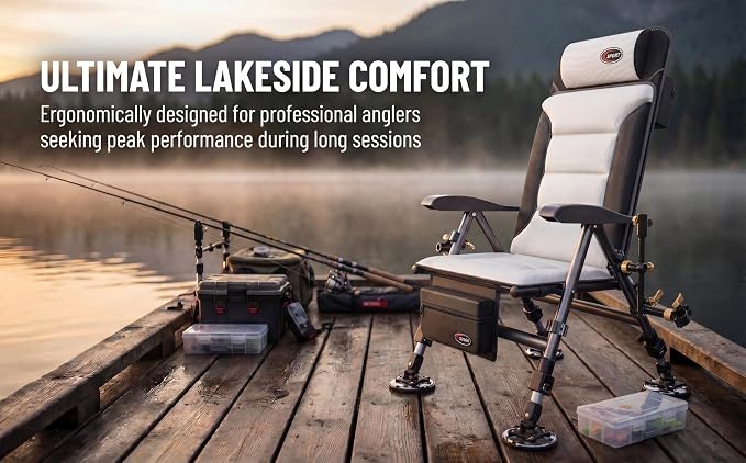 Portable Fishing Chair, All-Terrain Adjustable Folding Stool with Multi-Angle Reclining, Retractable Legs(Naked Chair)