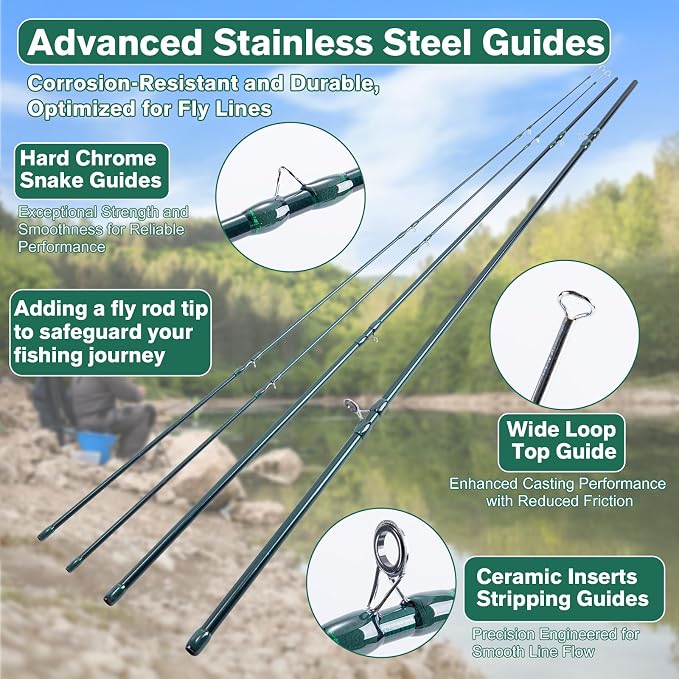 Goture Fly Fishing Rod and Reel Combo with Fly Rod & Gear Case, 9FT 4-Piece Fly Rod, Pre-Spooled Reel, Fly Line, Flies, Leader, Tippet, Forceps, Nipper and Complete Starter Kit