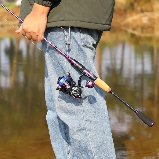 Sougayilang Fishing Pole, 30-Ton Carbon Fiber Fishing Rod and Reel Combo, 2 Pcs Blanks Spinning Reel Combos