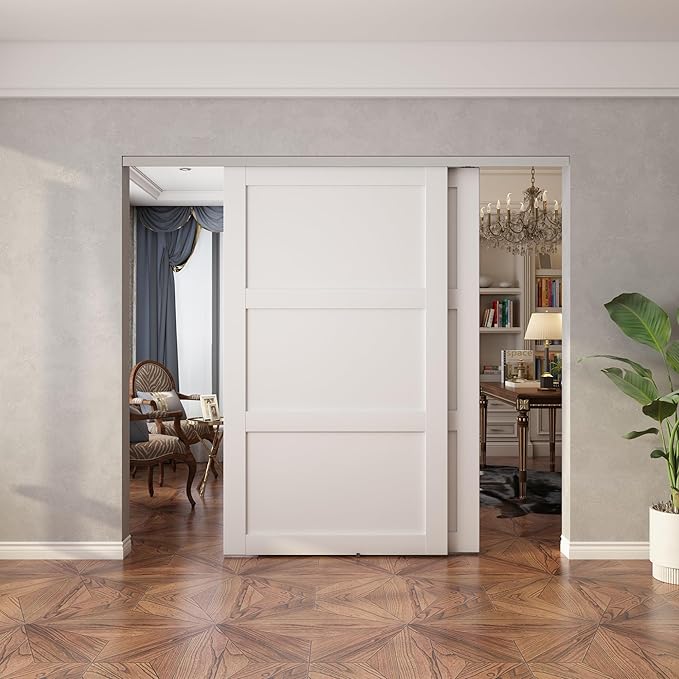 Sdstone Heavy Duty Bypass Door Hardware 96"/8FT,Aluminum Sliding Closet Door Track Hardware for Cabinet Closet, Pocket Door Track Rail Set, Smoothly and Quietly