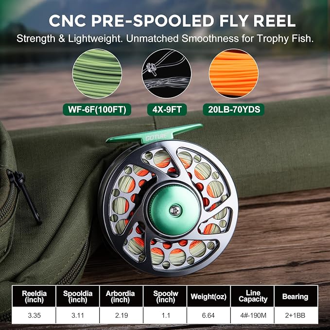 Goture Fly Fishing Rod and Reel Combo with Fly Rod & Gear Case, 9FT 4-Piece Fly Rod, Pre-Spooled Reel, Fly Line, Flies, Leader, Tippet, Forceps, Nipper and Complete Starter Kit