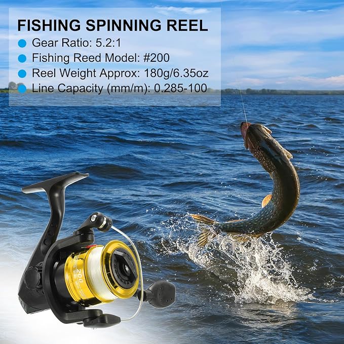 PATIKIL Fishing Reel Left/Right Interchangeable Handle with Fishing Lines