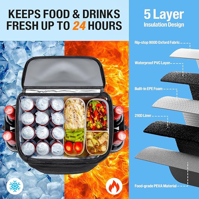 Cooler Backpack- 40 Cans Insulated Backpack Cooler for Men & Women Portable Leak Proof Lunch Backpack Cooler Bag for Beach Picnic Travel Work Camping Hiking-Black