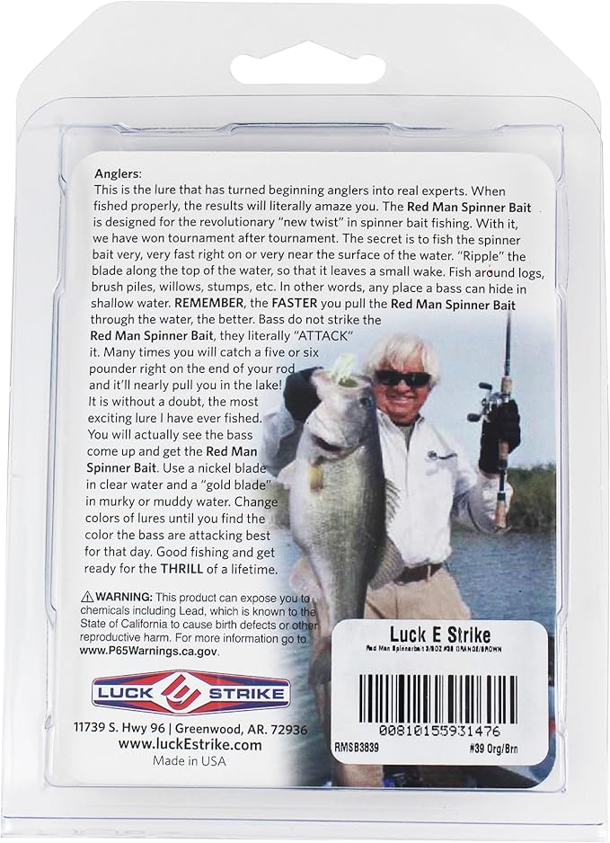 Luck E Strike Redman Spinner Bait by Jimmy Houston, 3/8 Ounce Colorado Spinnerbait