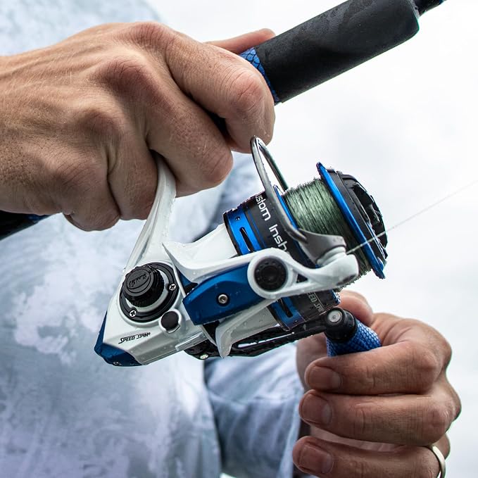 Lew's Custom Inshore Speed Spin Spinning Fishing Reel, 6.2:1 Gear Ratio, Right or Left-Hand Retrieve, Aluminum Frame, 7 Bearing System with Stainless Steel Double Shielded Ball Bearings, White
