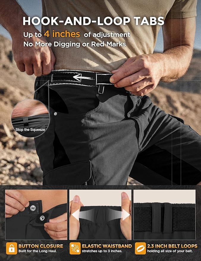 XKTTAC Men's Outdoor Quick Dry Lightweight Stretchy Shorts for Hiking, Tactical, Camping, Travel with 6 Pockets