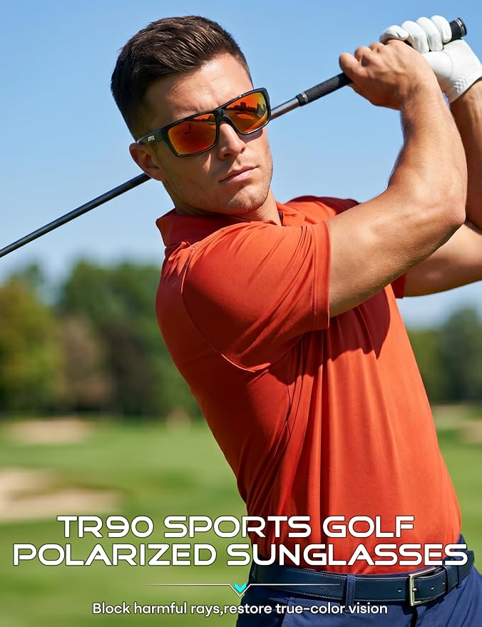 ATTCL Polarized Sunglasses Men for Fishing: UV Protection Lightweight TR90 Sports Wrap Sun Glasses Driving Golf Running