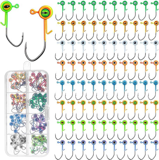 Vinsot Crappie Jig Heads 1/4oz 1/8oz 3/8oz 1/16oz 1/32oz Fishing Jig Hooks Simulation Fish Eye Ball Hook Bulk for Crappie Bass Trout Lures Gift
