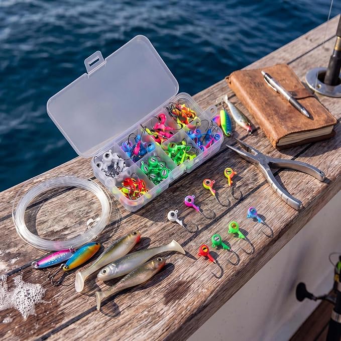 Vinsot Crappie Jig Heads 1/4oz 1/8oz 3/8oz 1/16oz 1/32oz Fishing Jig Hooks Simulation Fish Eye Ball Hook Bulk for Crappie Bass Trout Lures Gift