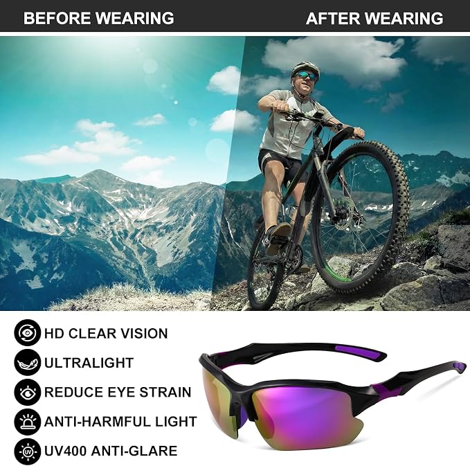 4 PACK Polarized Sport Sunglasses for Women Men UV Protection,Running Cycling Fishing Sunglasses Outdoor