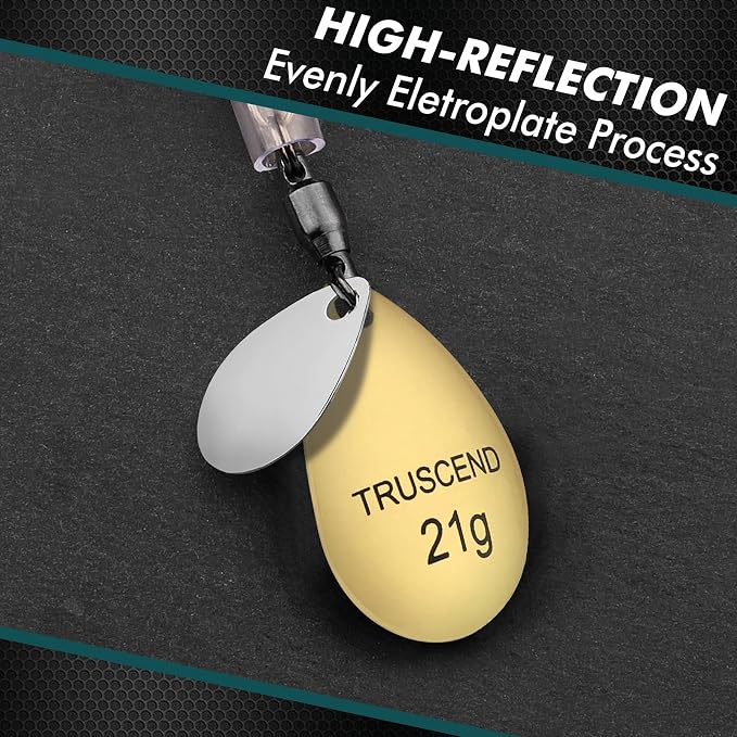 TRUSCEND Swim or Jig Fishing Spinner Baits for Freshwater and Saltwater, Rooster Tail Fishing Lures for Trout Bass Walleye Crappie Salmon Pike, Blade Bait with Copper Blade