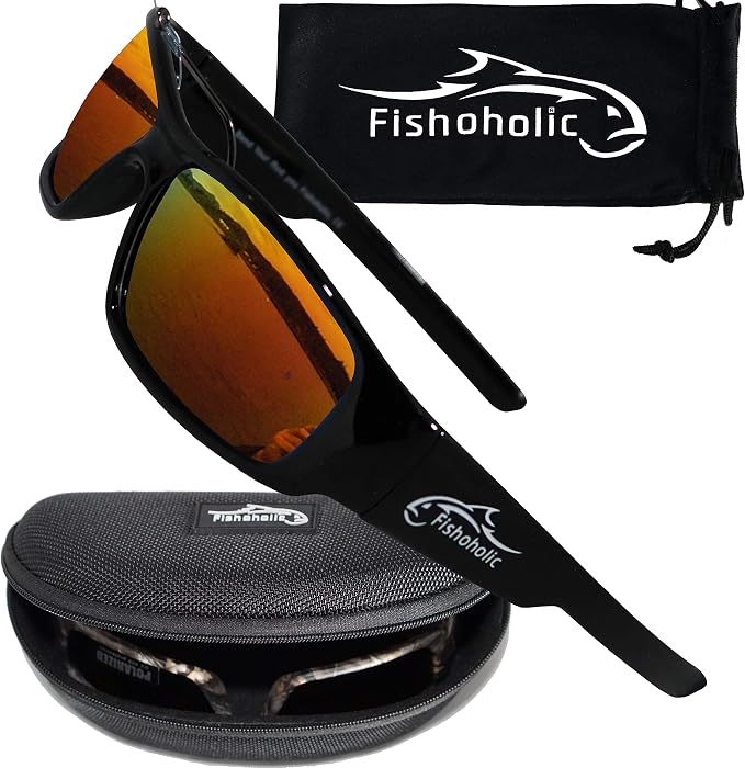 Fishoholic Polarized Fishing Sunglasses UV400 (14 Options) Fishing Gift with Hard Case & Pouch