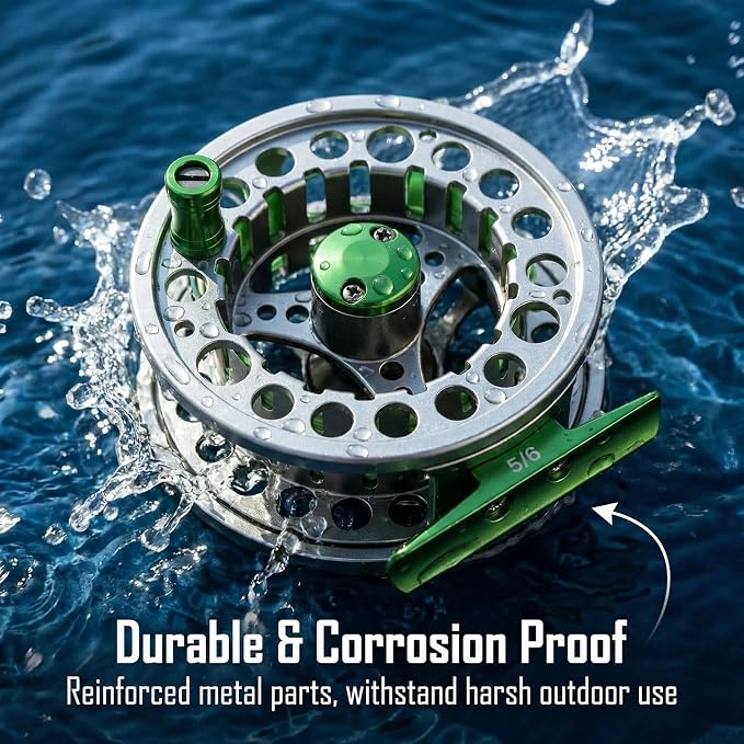Fly Fishing Reel with Aluminum Alloy Body 5/6wt Die Cast Pre-Loaded Fly Reel with Line Combo for Trout Bass Carp Pike Panfish