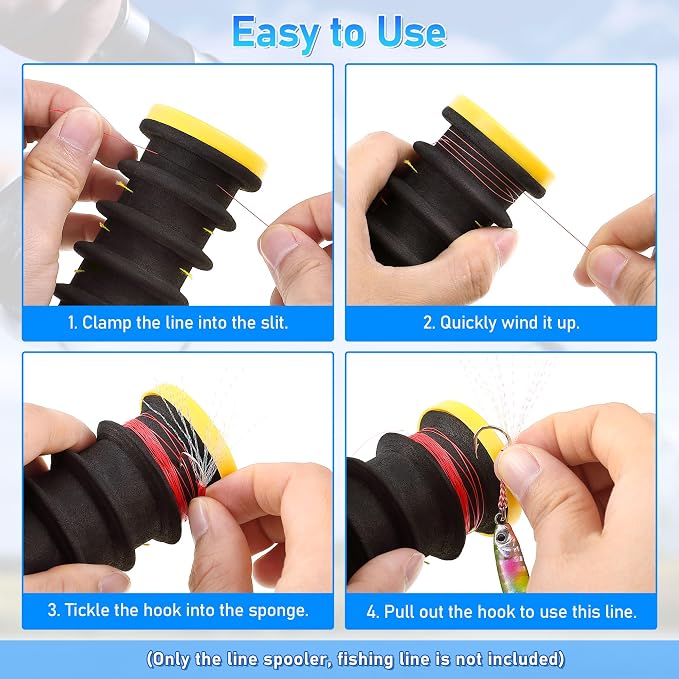 Dreyoo 3 Pcs Fishing Line Storage Organizer, Leader Holder with 12 Slots to Keep Your Lines Tangle Free, Spooler Winder, and Hook Keeper with Rigging Spools