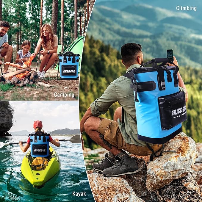 Buffalo Gear Cooler Backpack18L,30L Leakproof Camping Backpack Cooler Insulated Cooler for Picnic Beach Hiking Park Fishing