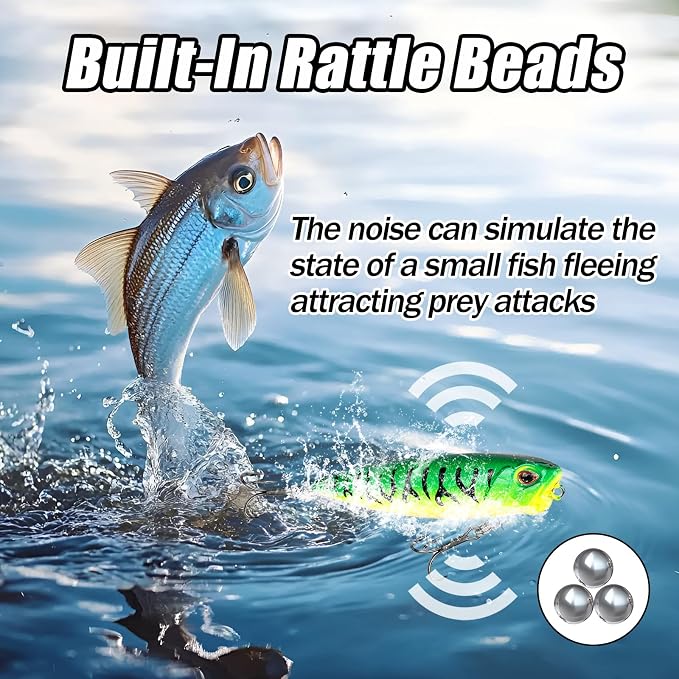 Spook Fishing Lures Top Water Fishing Lures for Saltwater Freshwater with High Carbon Steel Fishing Hooks for Trout Pike Walleye FS/YE-11