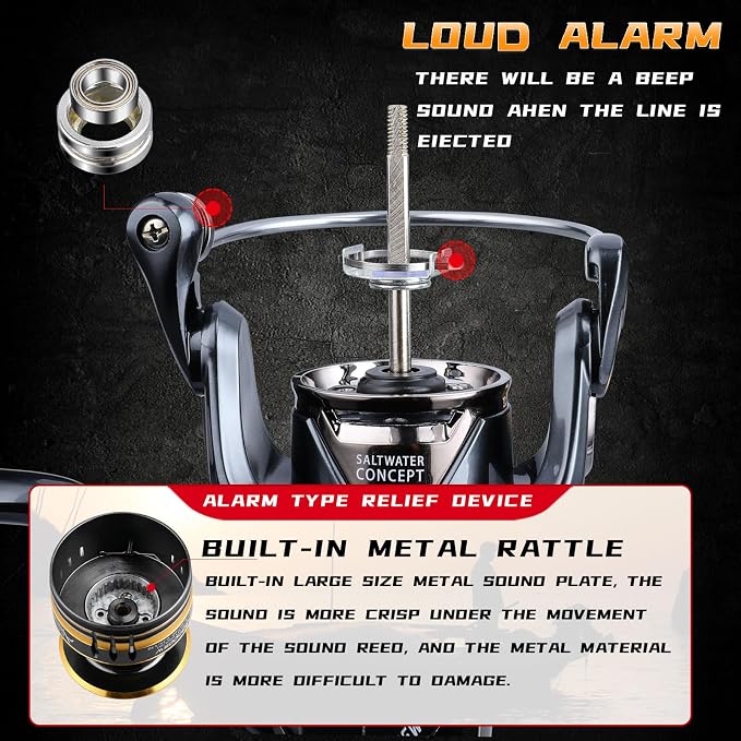 Saltwater Spinning Reel,13+1BB Ultra Smooth Saltwater Fishing Reels,Powerful Carbon Drag,CNC Aluminum Spool & Handle