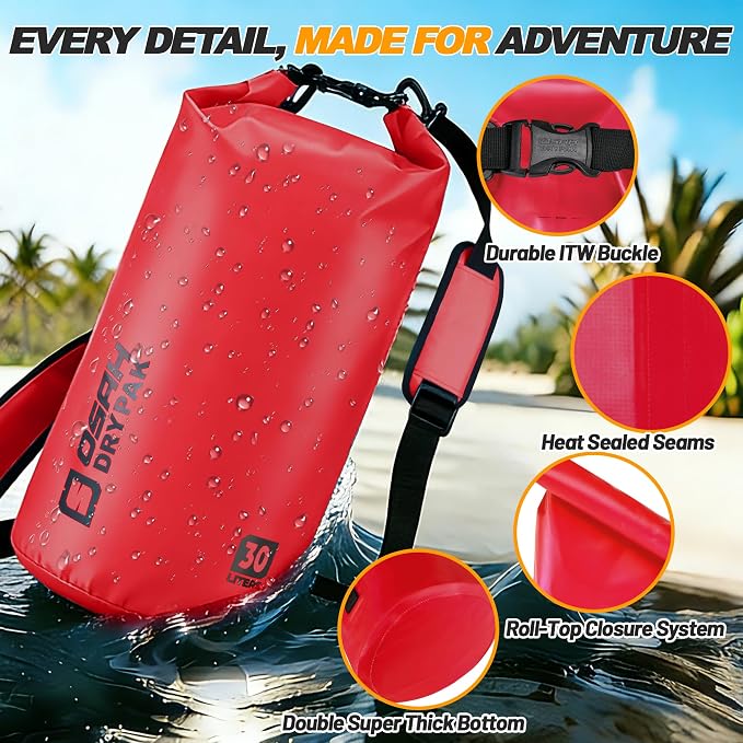 Waterproof Dry Bag, 5L/10L/20L/30L/40L Roll Top Lightweight Storage Backpack with Phone Case for Women & Men, Floating Waterproof Sack for Travel, Swimming, Kayaking, Paddle Board, Camping & Beach
