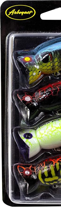 Arbogast Hula Popper 2.0 Topwater Fishing Lure with Feathered Treble Hook and Crackle Pattern Body