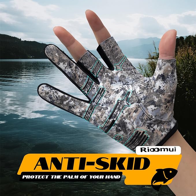 3-Cuts Fishing Gloves Men, Lightweight Breathable Anti-Slip Kayak Gloves Women for Kayaking, Sailing,Paddling,Rowing Enhanced Grip and Comfort
