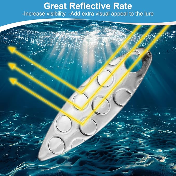 PATIKIL Fishing Lure Blades, Round Fishing Spinner Baits Willowleaf Lure Spinner Lure Making Part with Plastic Storage Box for Bait Fishing Accessories
