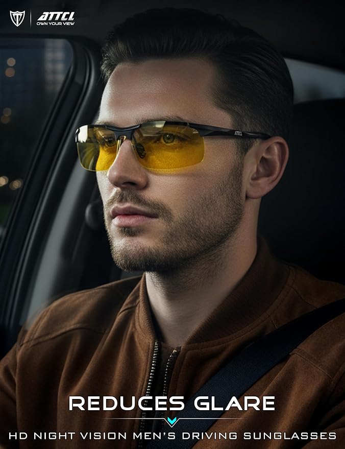 ATTCL 0.9 oz Polarized Sunglasses Men Sports: UV Protection Anti Glare Wrap Around Lightweight Metal Fishing Golf Running