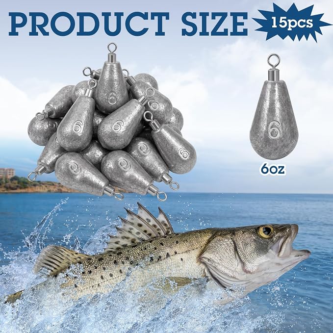 Landhoow Bell Sinkers Weights Casting Swivel Bell Sinkers Fishing Weights Rig for Ocean Saltwater Freshwater Surf Bass Fishing Casting Gear Tackle
